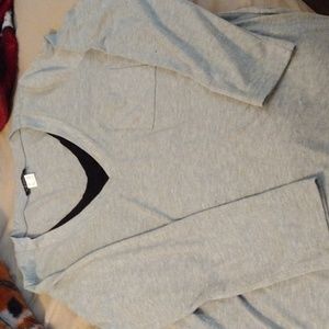 Gray shirt, v neck, layered